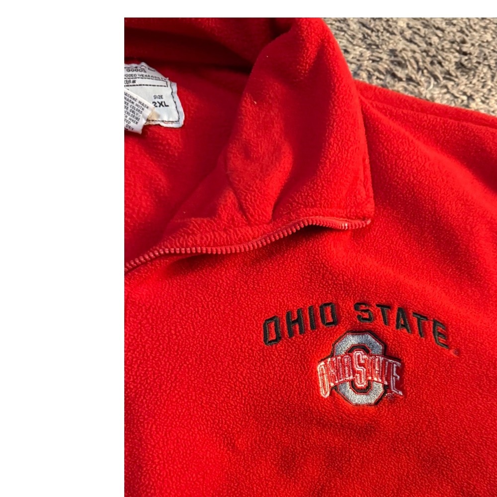 BIG BALL SPORTS Ohio State Buckeyes Red Fleece 1/4 Zip Pullover Men's 2XL - Picture 2 of 6